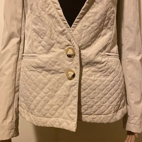 Maeva Women’s Beige Long Sleeve Button Front Business Casual Work Jackets Size S