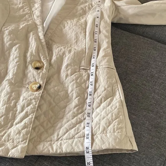 Maeva Women’s Beige Long Sleeve Button Front Business Casual Work Jackets Size S