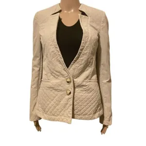 Maeva Women’s Beige Long Sleeve Button Front Business Casual Work Jackets Size S