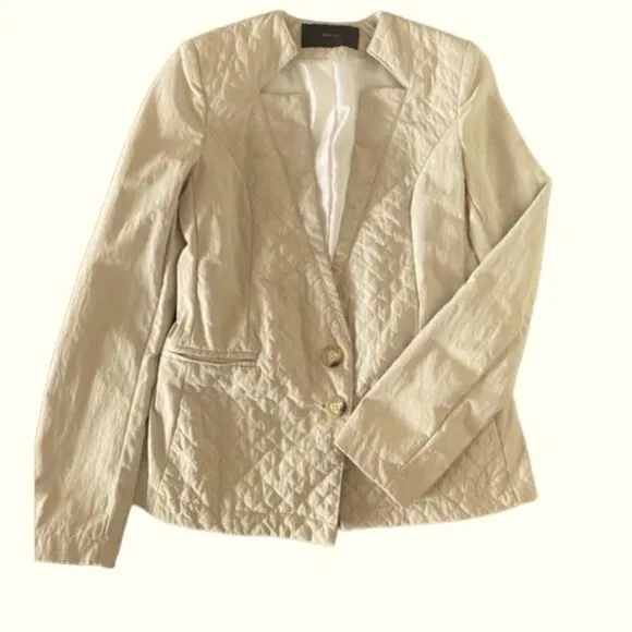 Maeva Women’s Beige Long Sleeve Button Front Business Casual Work Jackets Size S