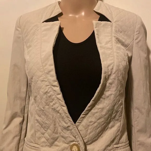 Maeva Women’s Beige Long Sleeve Button Front Business Casual Work Jackets Size S