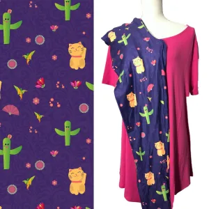 Maneki Neko Lucky Cat with Happy Cactus with Flowers