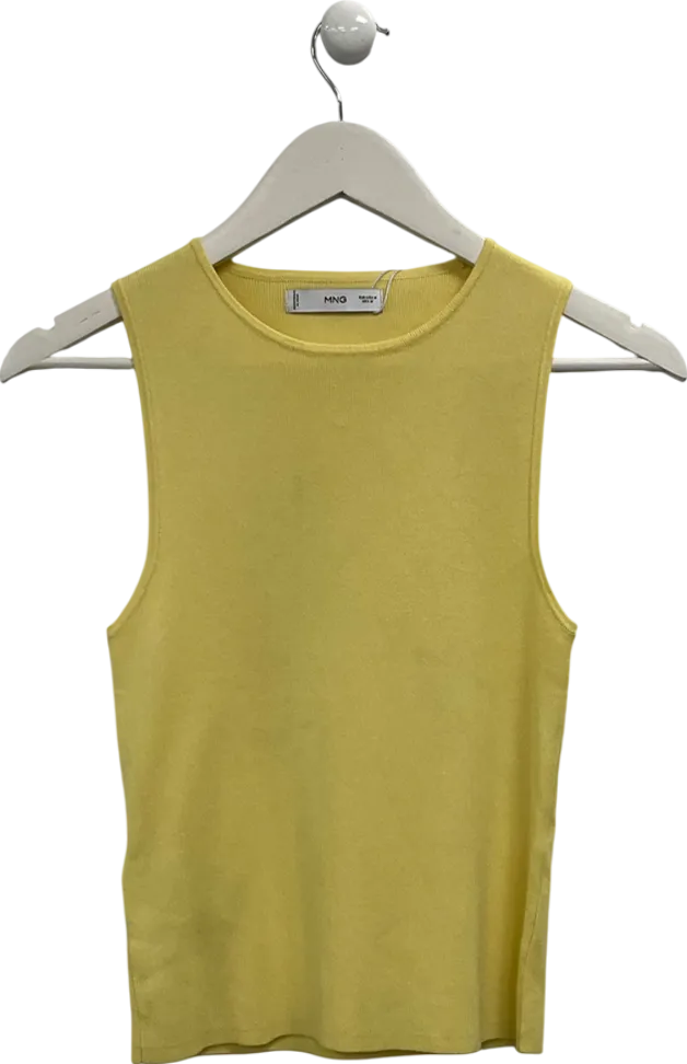 MANGO Yellow Knitted Tank Top UK M
