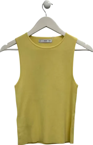 MANGO Yellow Knitted Tank Top UK M