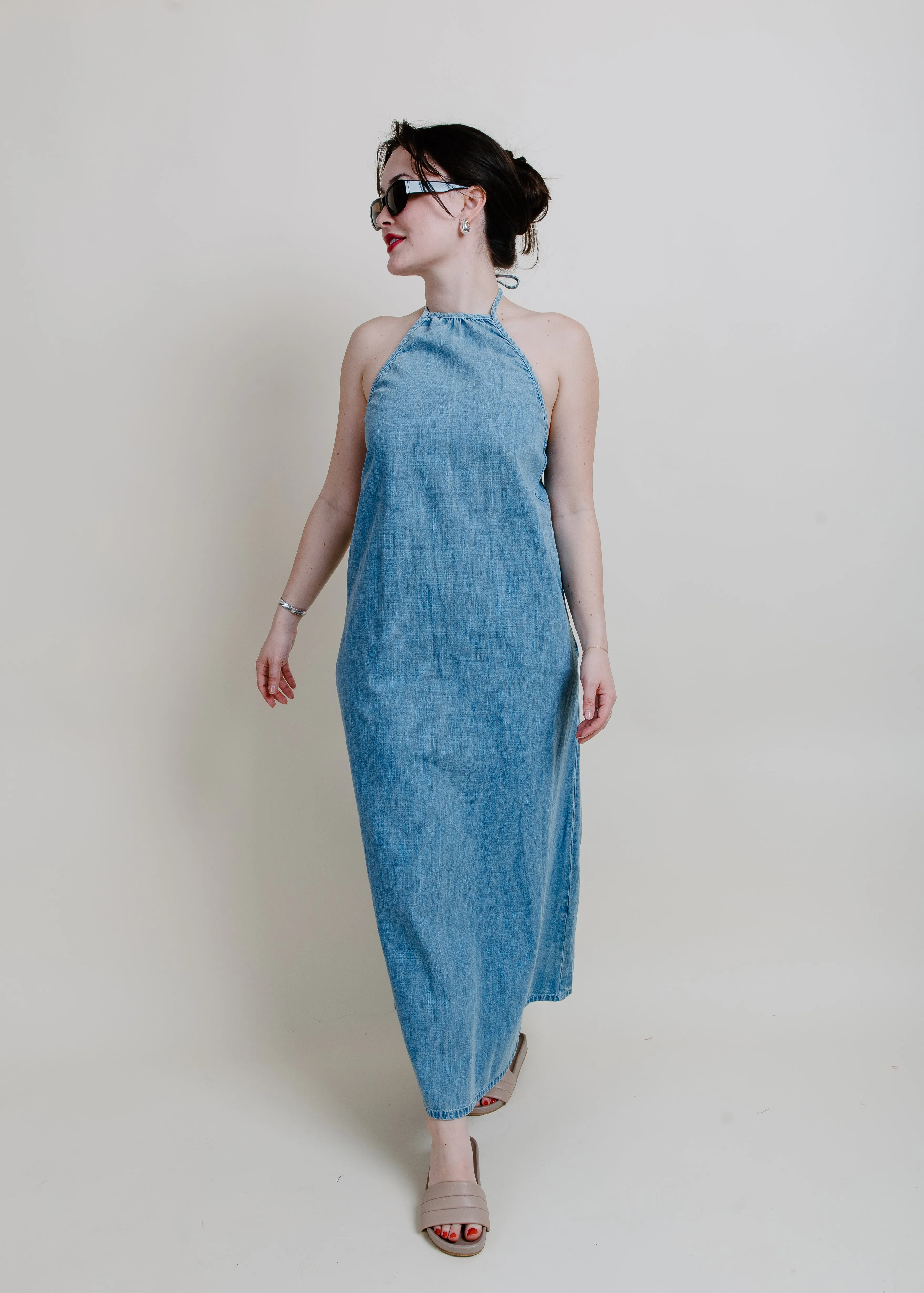 Maryline Washed Denim Maxi Dress