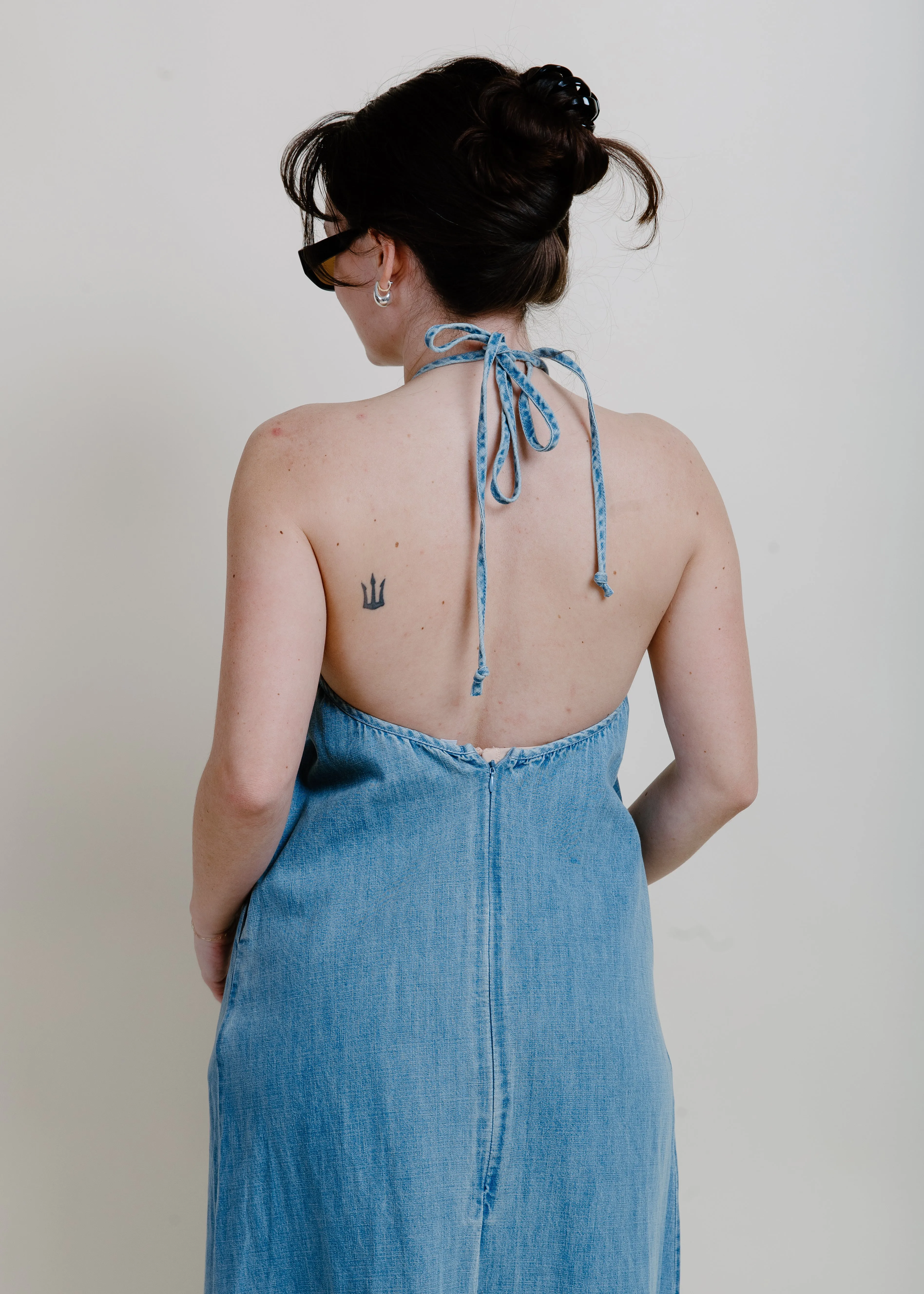 Maryline Washed Denim Maxi Dress