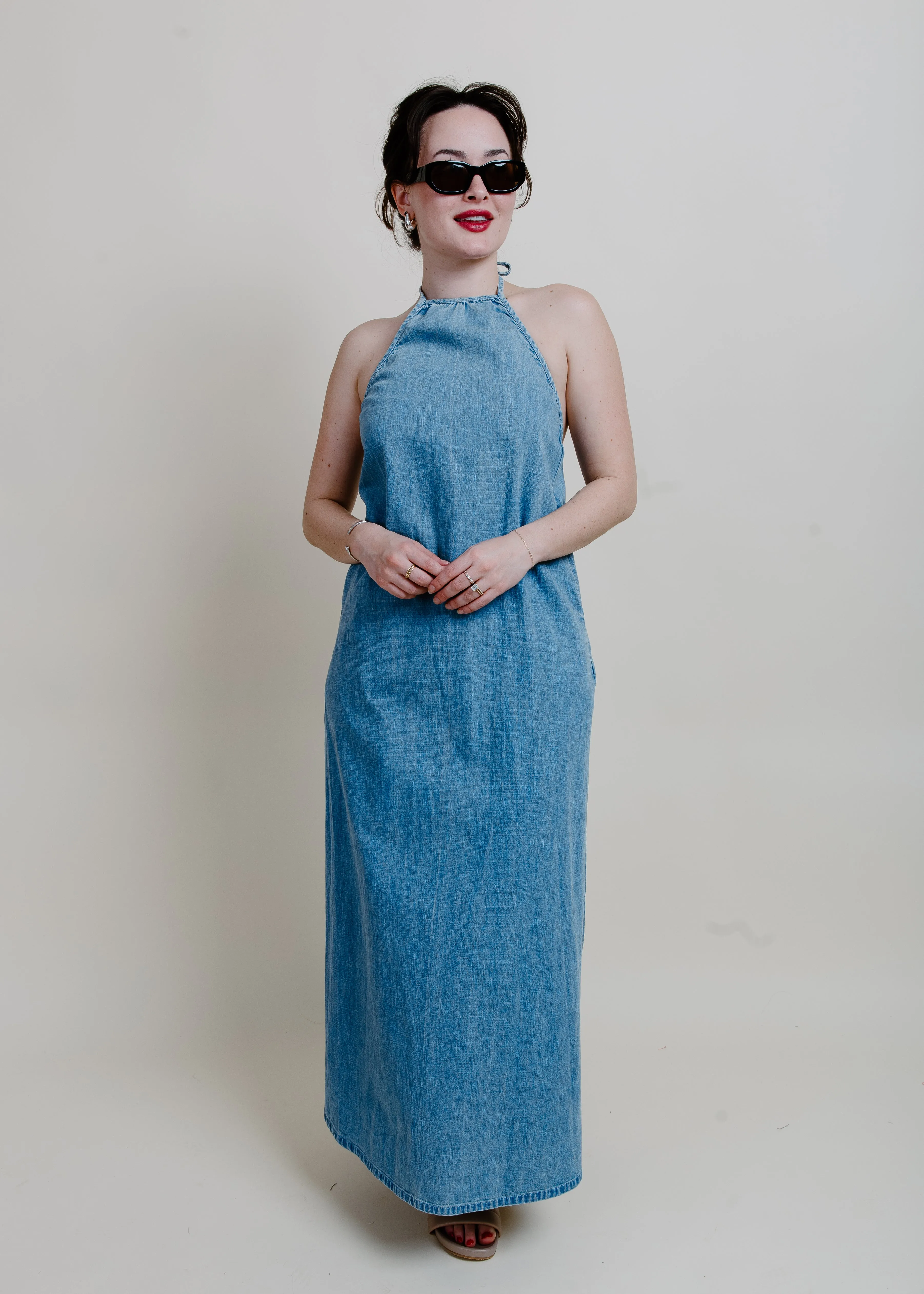 Maryline Washed Denim Maxi Dress