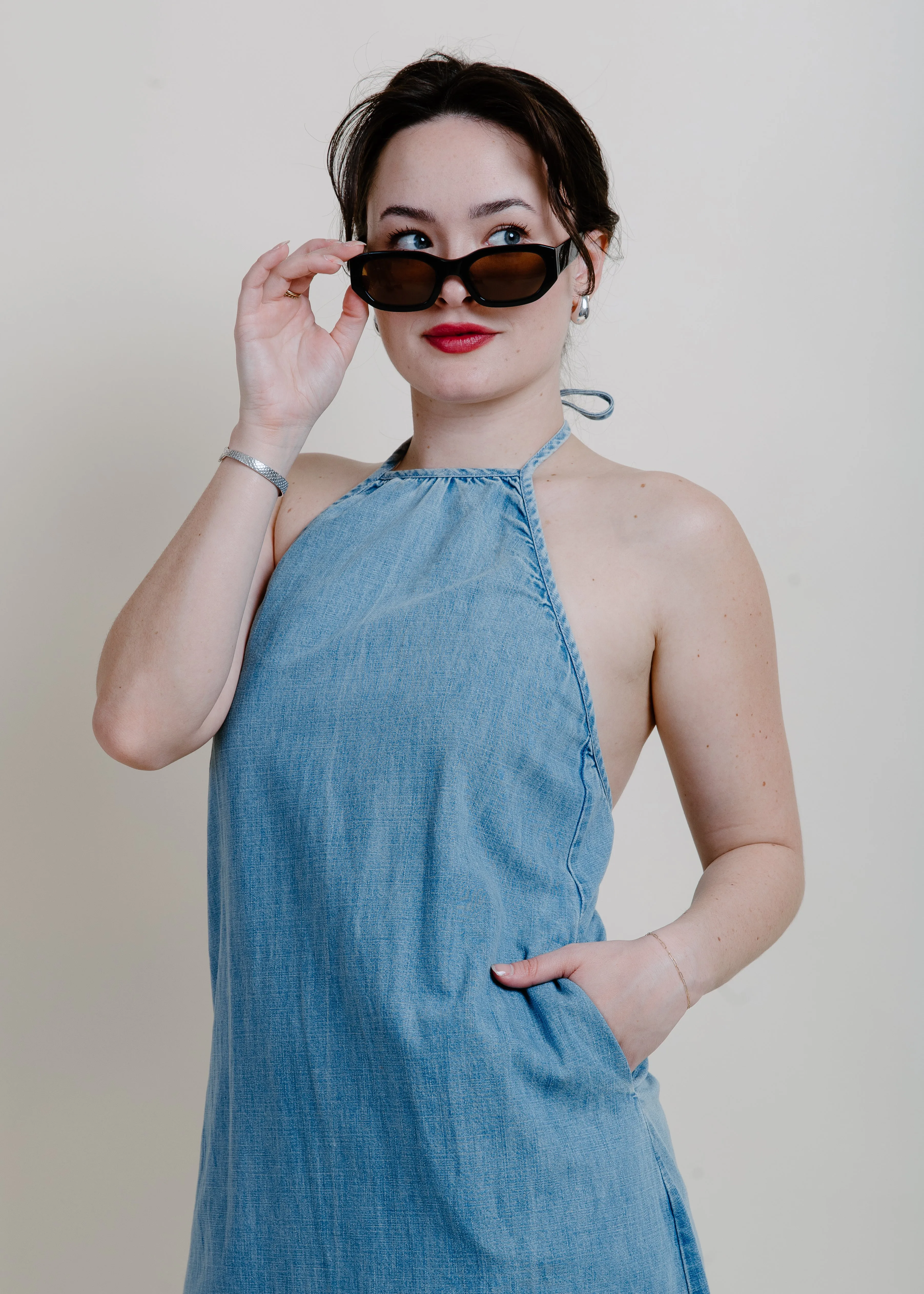 Maryline Washed Denim Maxi Dress
