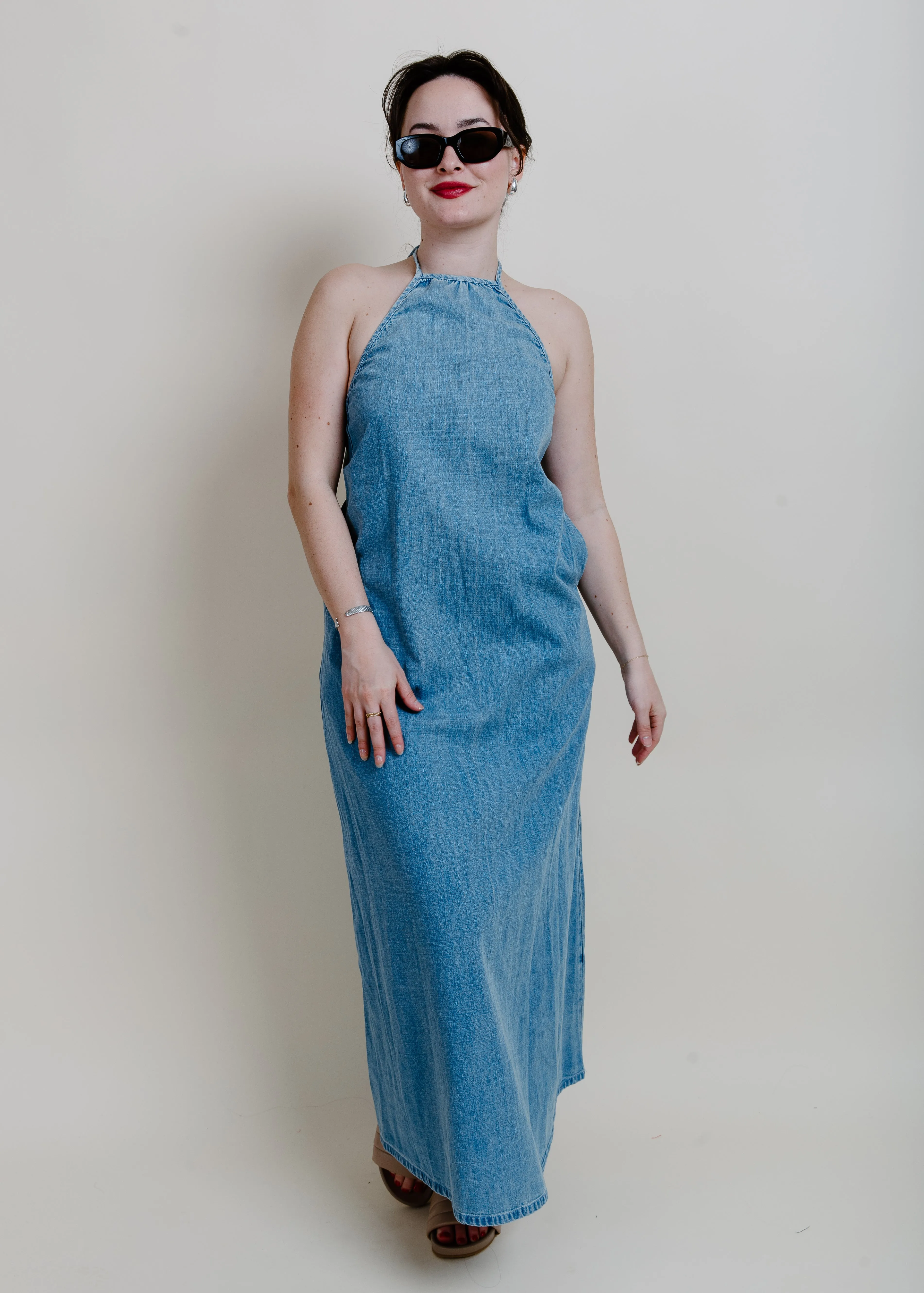 Maryline Washed Denim Maxi Dress