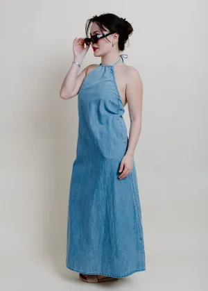 Maryline Washed Denim Maxi Dress