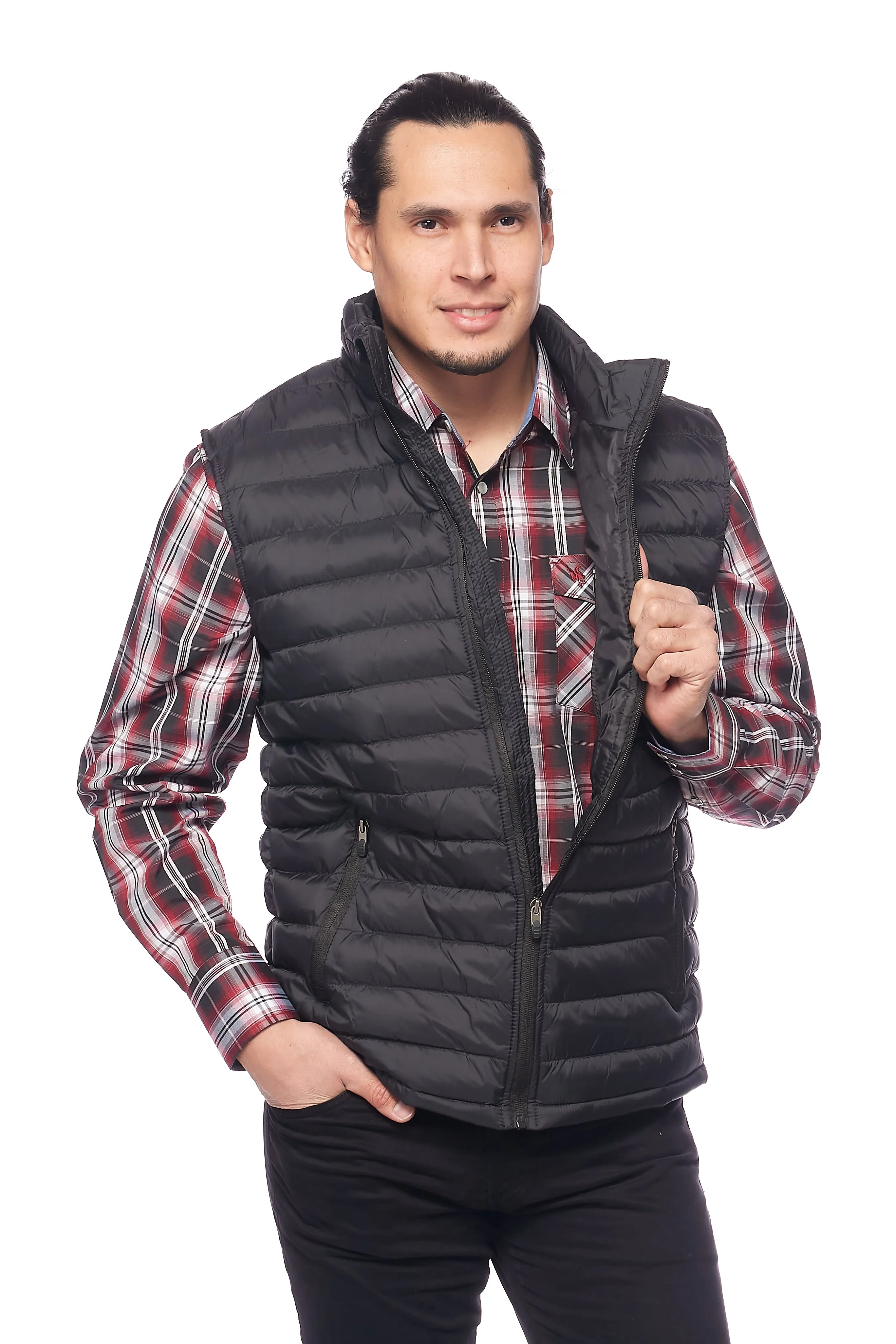 Men's Puffer Workwear/Streetwear Sleeveless Vest-NV640-BLACK/BLACK