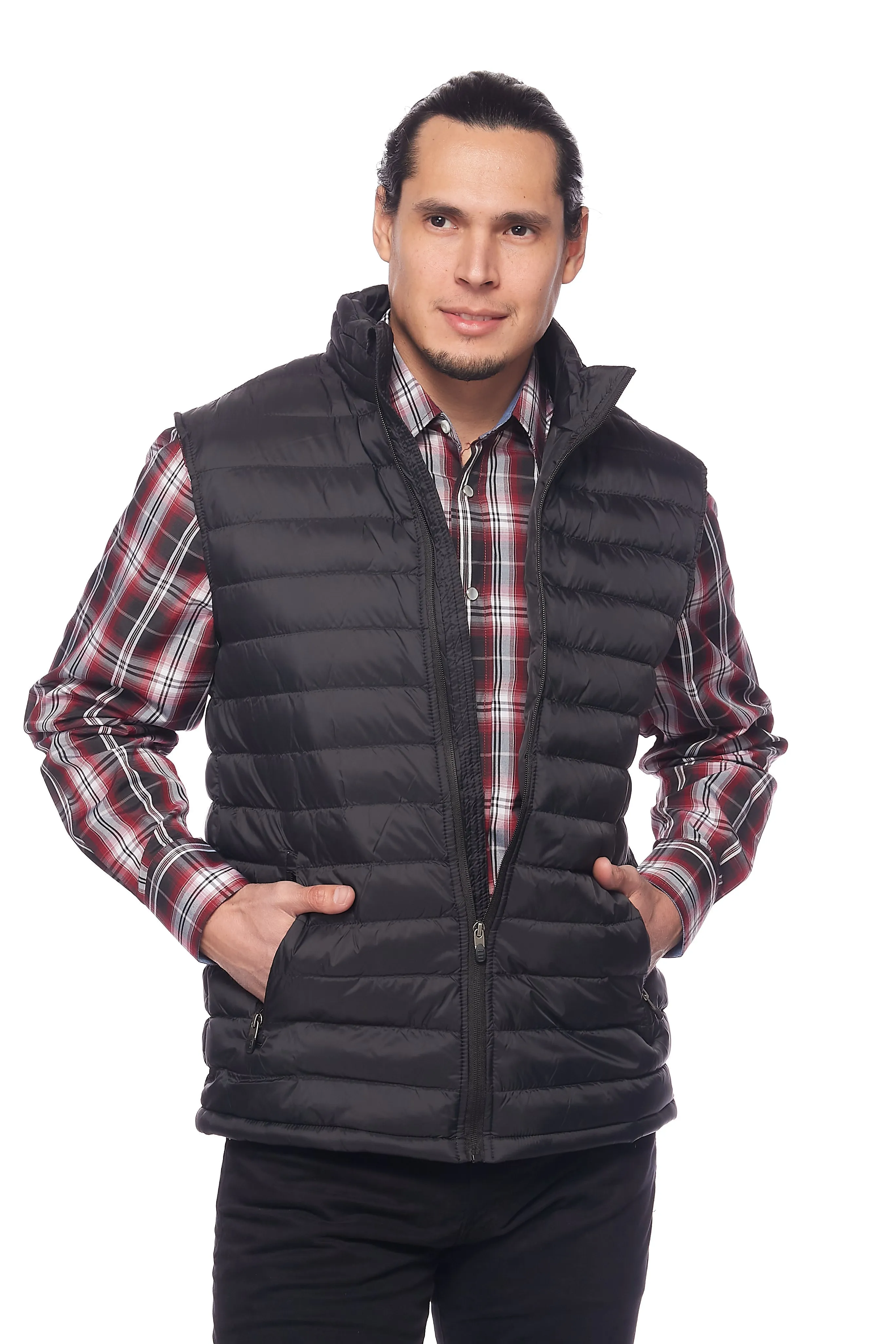 Men's Puffer Workwear/Streetwear Sleeveless Vest-NV640-BLACK/BLACK