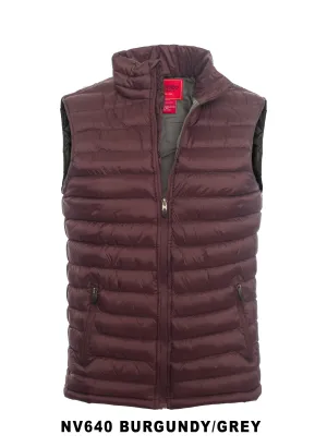 Men's Puffer Workwear/Streetwear Sleeveless Vest-NV640-BURG/GRY