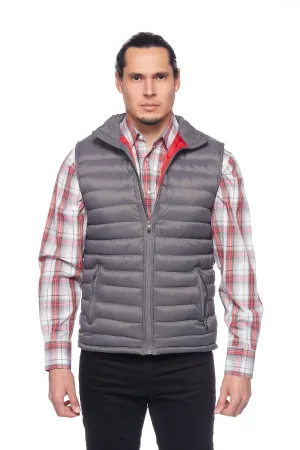 Men's Puffer Workwear/Streetwear Sleeveless Vest-NV640-DK GREY/RED