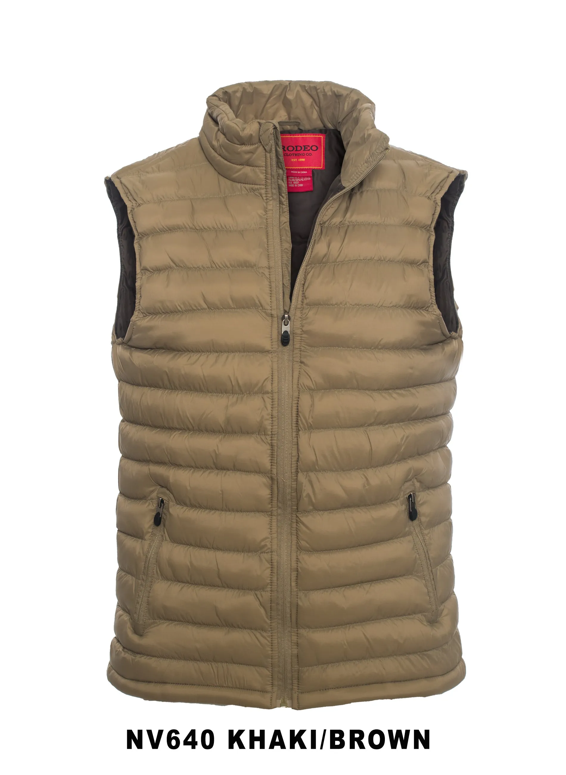 Men's Puffer Workwear/Streetwear Sleeveless Vest-NV640-KHAKI/BROWN