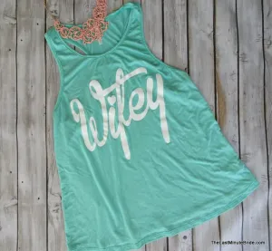 Mint & White Racerback Wifey Tanktop (S - L)