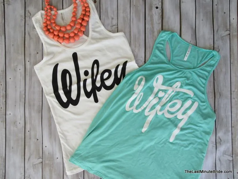 Mint & White Racerback Wifey Tanktop (S - L)