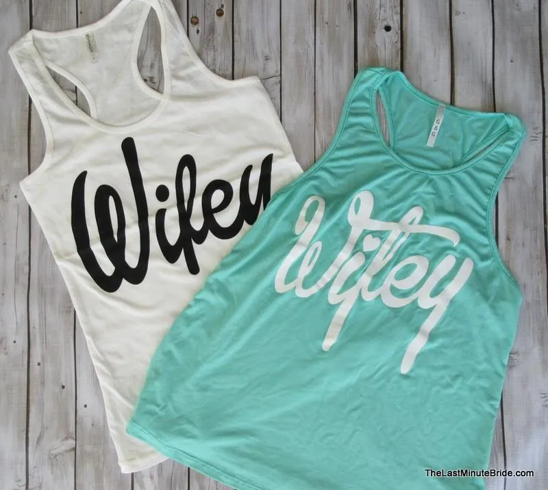 Mint & White Racerback Wifey Tanktop (S - L)