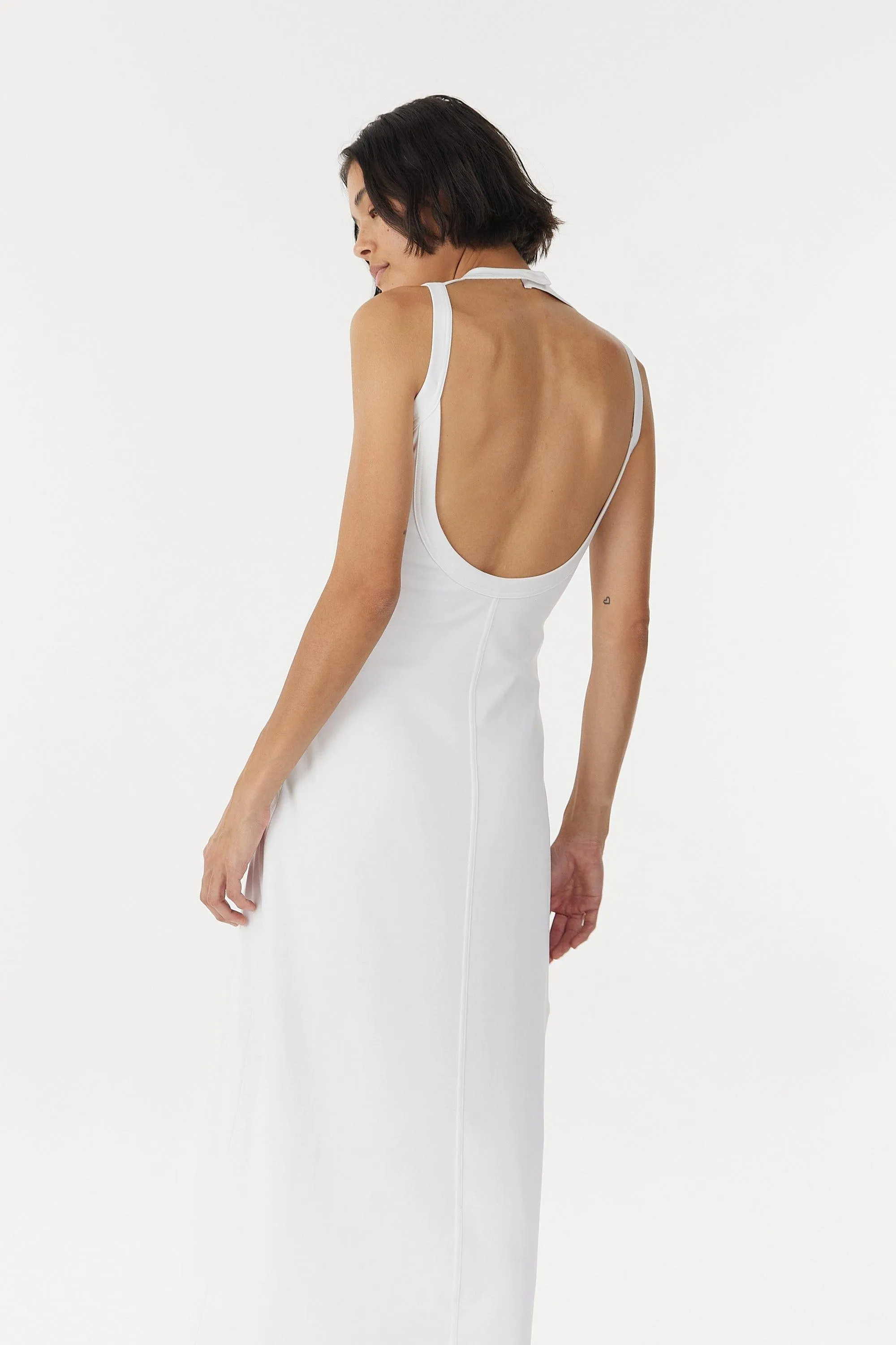 MOMENTUM OPEN BACK MAXI DRESS | WHITE
