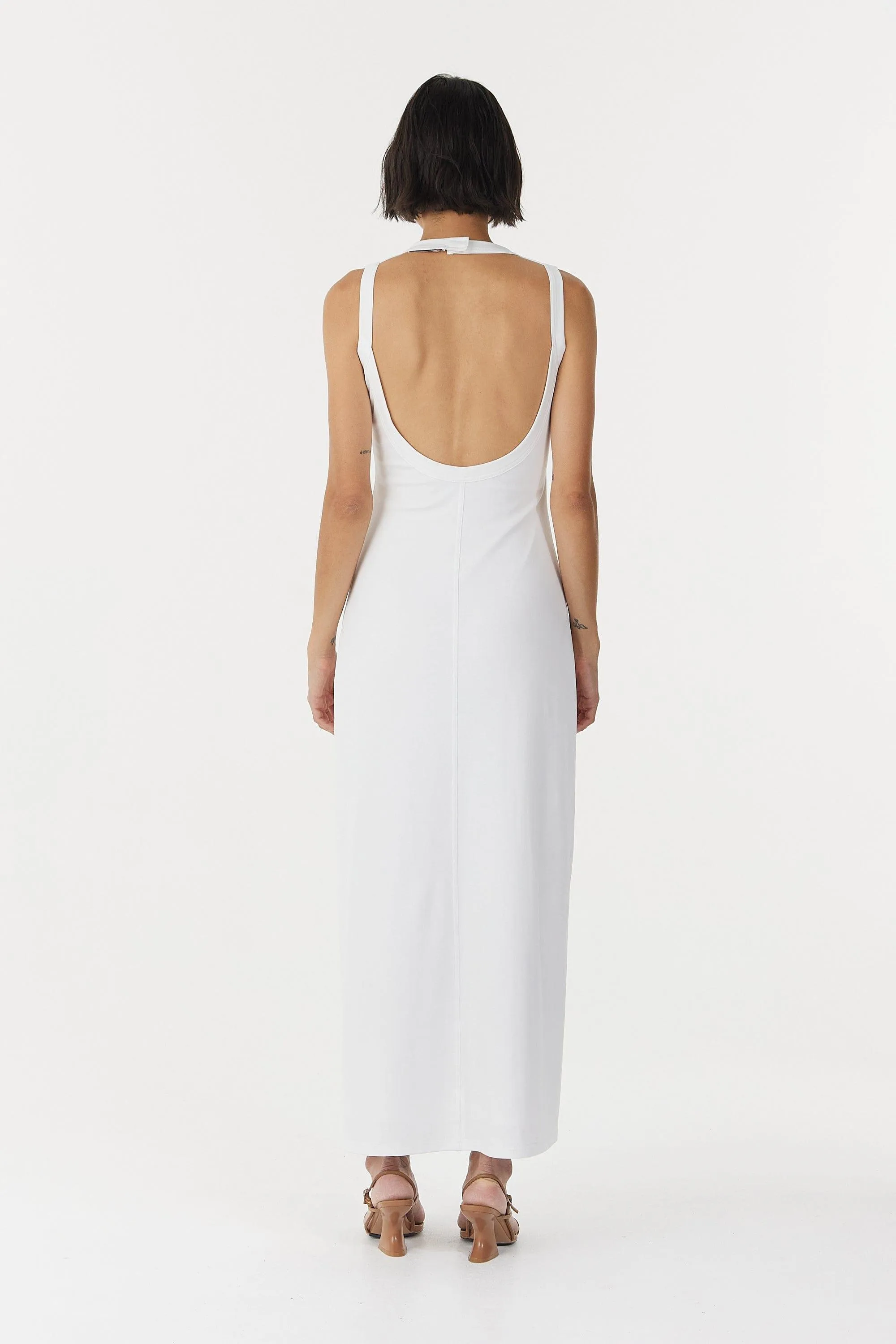 MOMENTUM OPEN BACK MAXI DRESS | WHITE