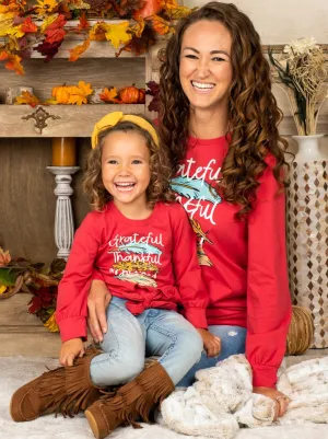Mommy and Me Grateful, Thankful and Blessed Knot Hem Top