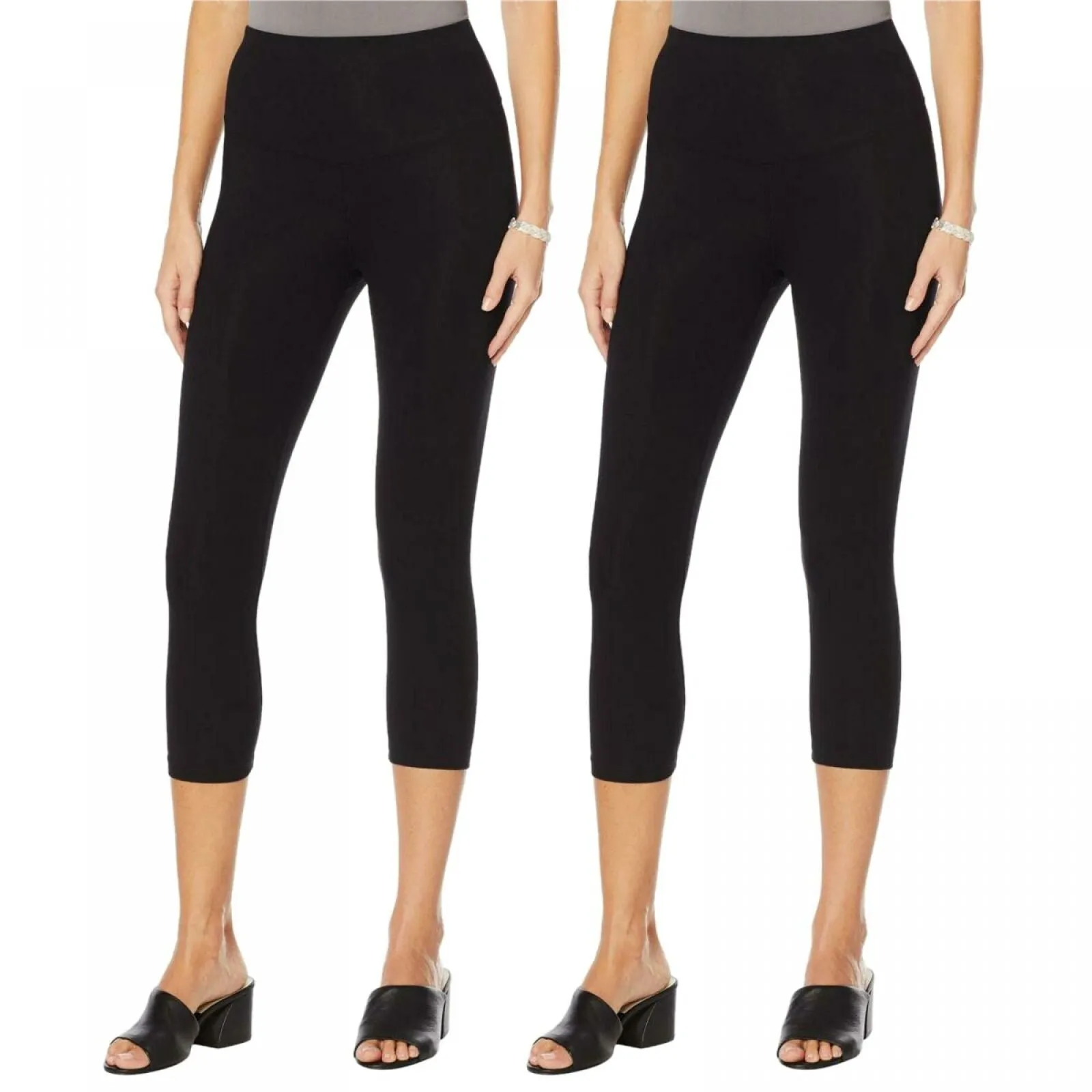 Nearly Nude Women's 2 Pack Capri Length Stretch Cotton Leggings