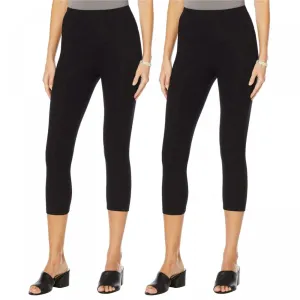 Nearly Nude Women's 2 Pack Capri Length Stretch Cotton Leggings