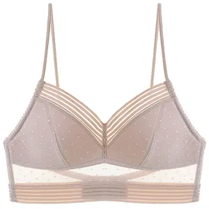New Sexy Low Back Lace Bralette White Backless Bra dot mesh Ultra Thin Underwear Women Lingerie Sexy Tank Tops Bra
