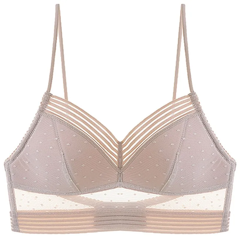 New Sexy Low Back Lace Bralette White Backless Bra dot mesh Ultra Thin Underwear Women Lingerie Sexy Tank Tops Bra