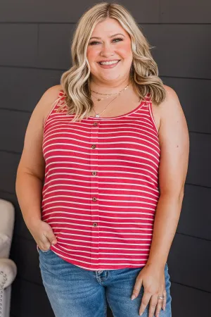 No Matter What Striped Button Tank Top- Coral