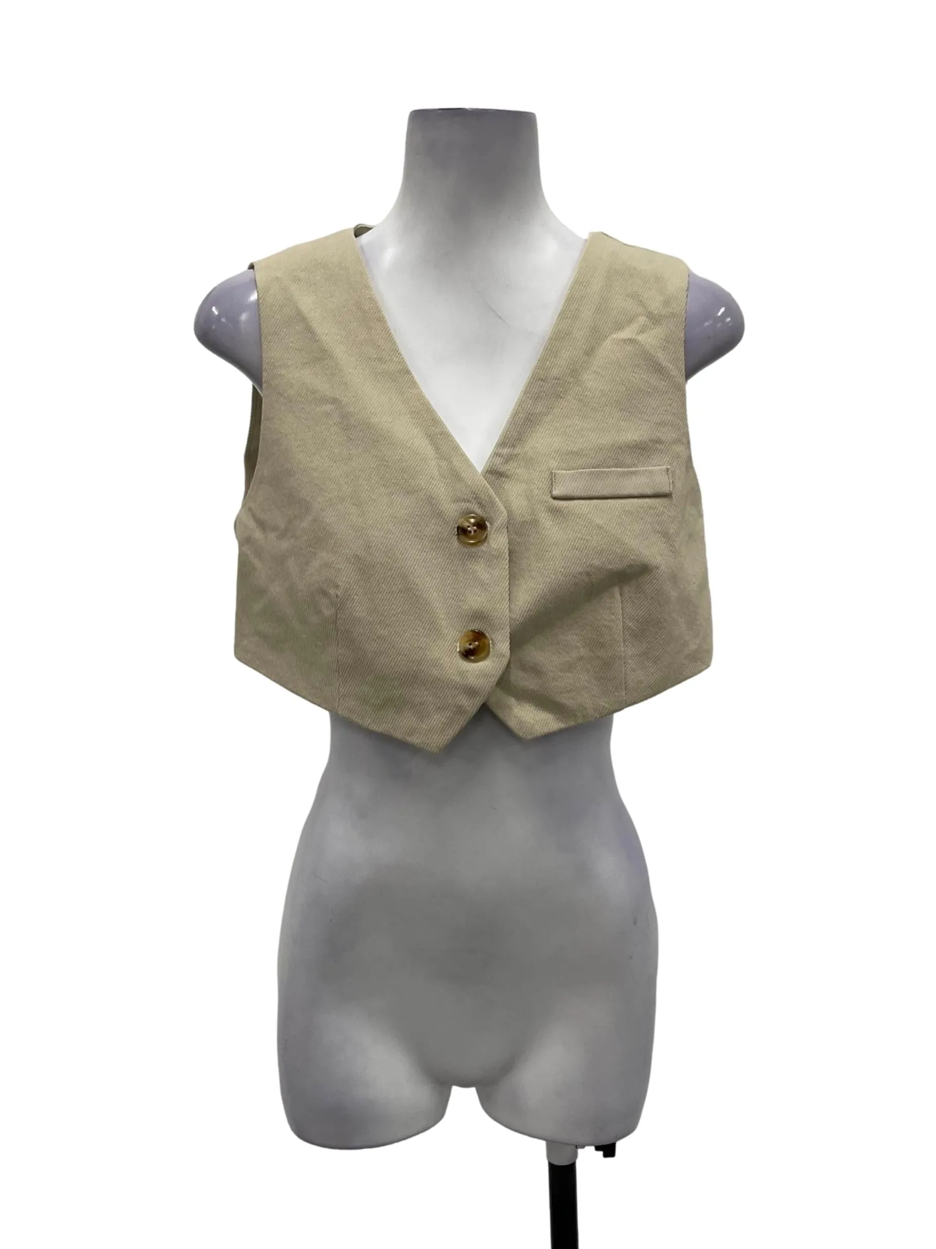 Nude V-Neck Crop Vest
