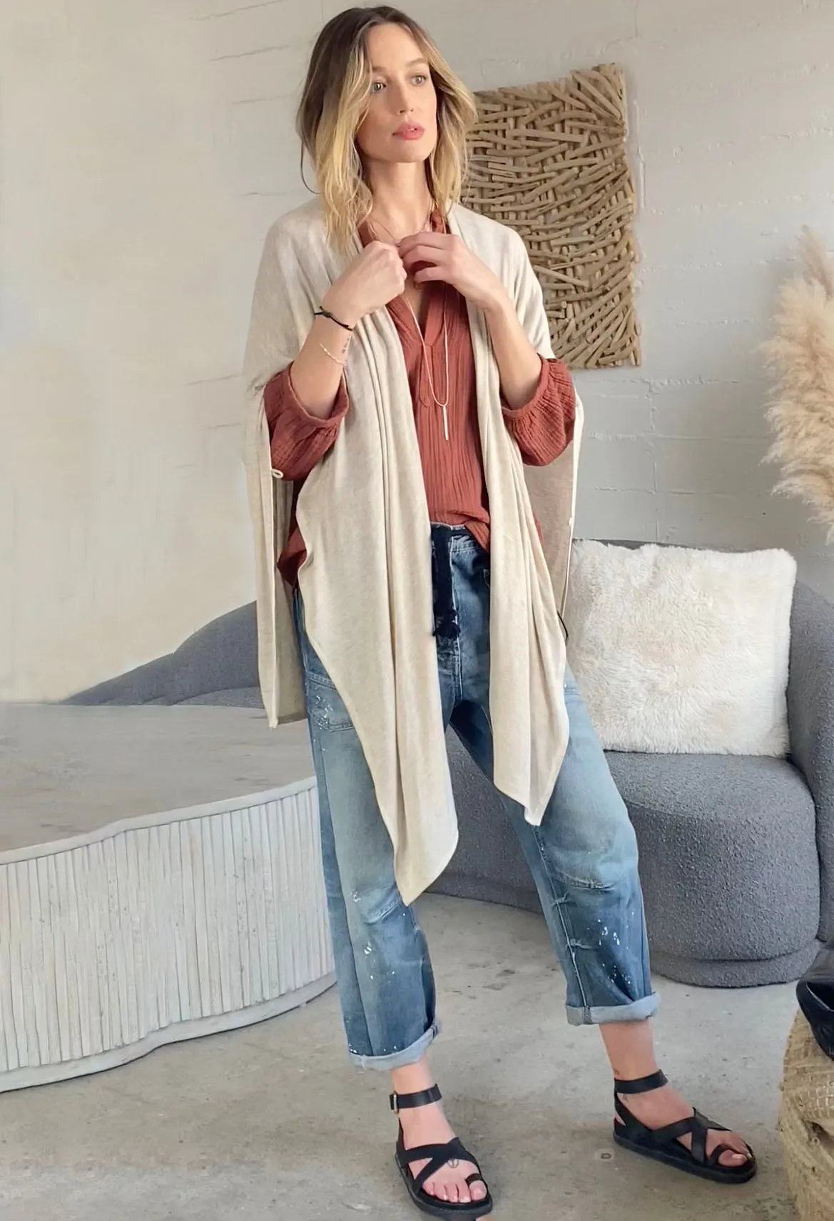Oatmeal Kimono Cardi - Sale