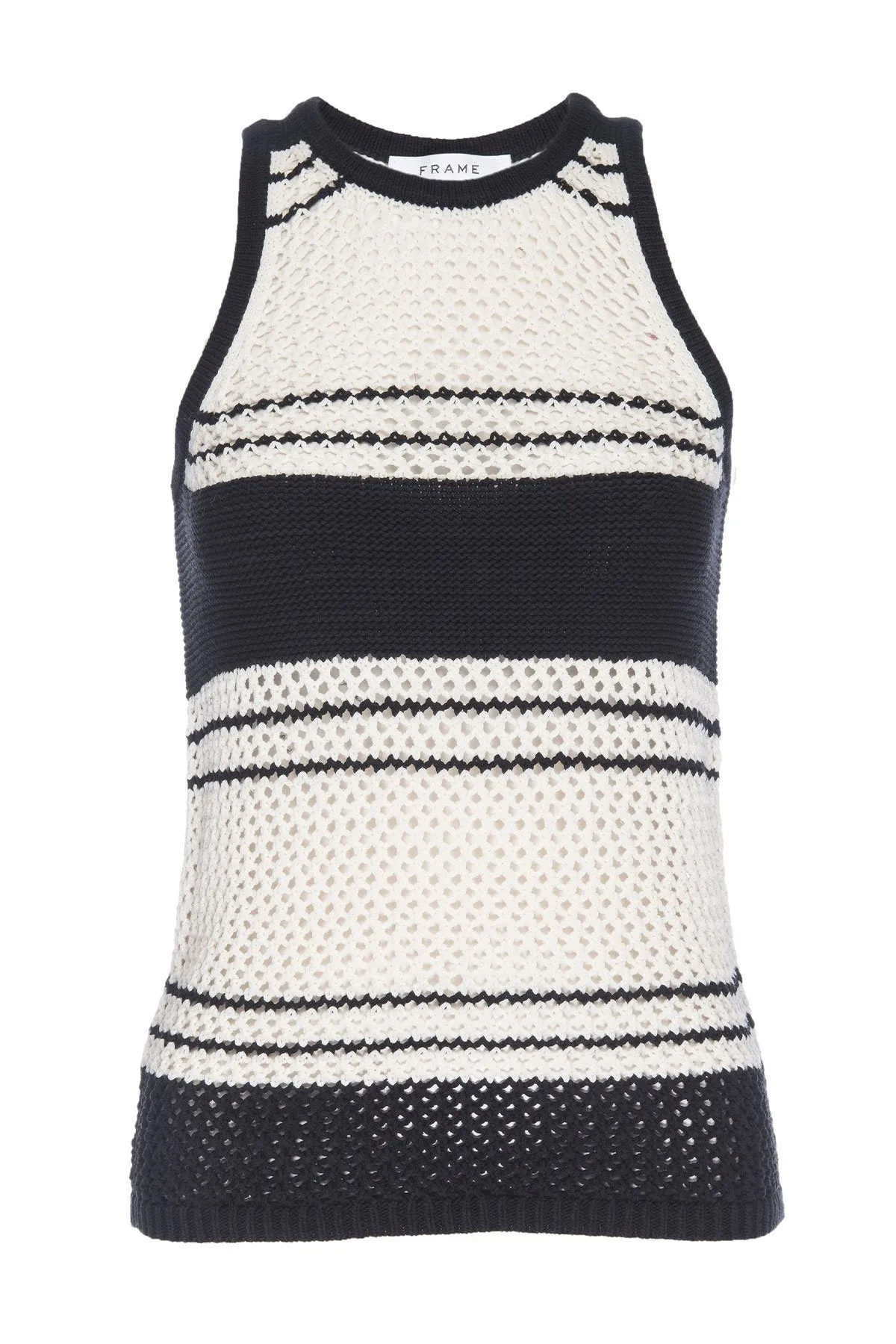 Open Knit Stripe Tank Off White Multi