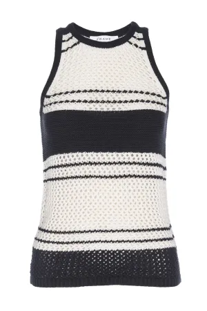 Open Knit Stripe Tank Off White Multi