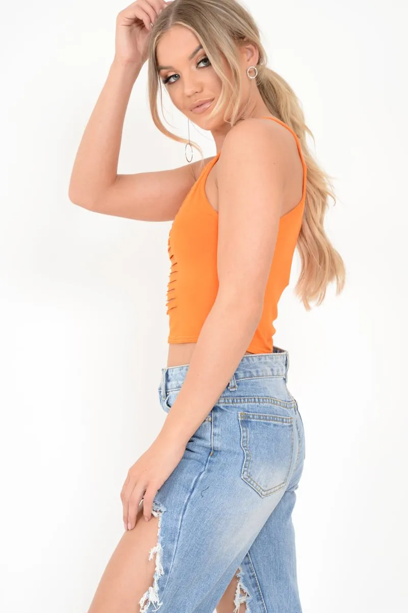 Orange Slashed Front Detail Top - Kalee