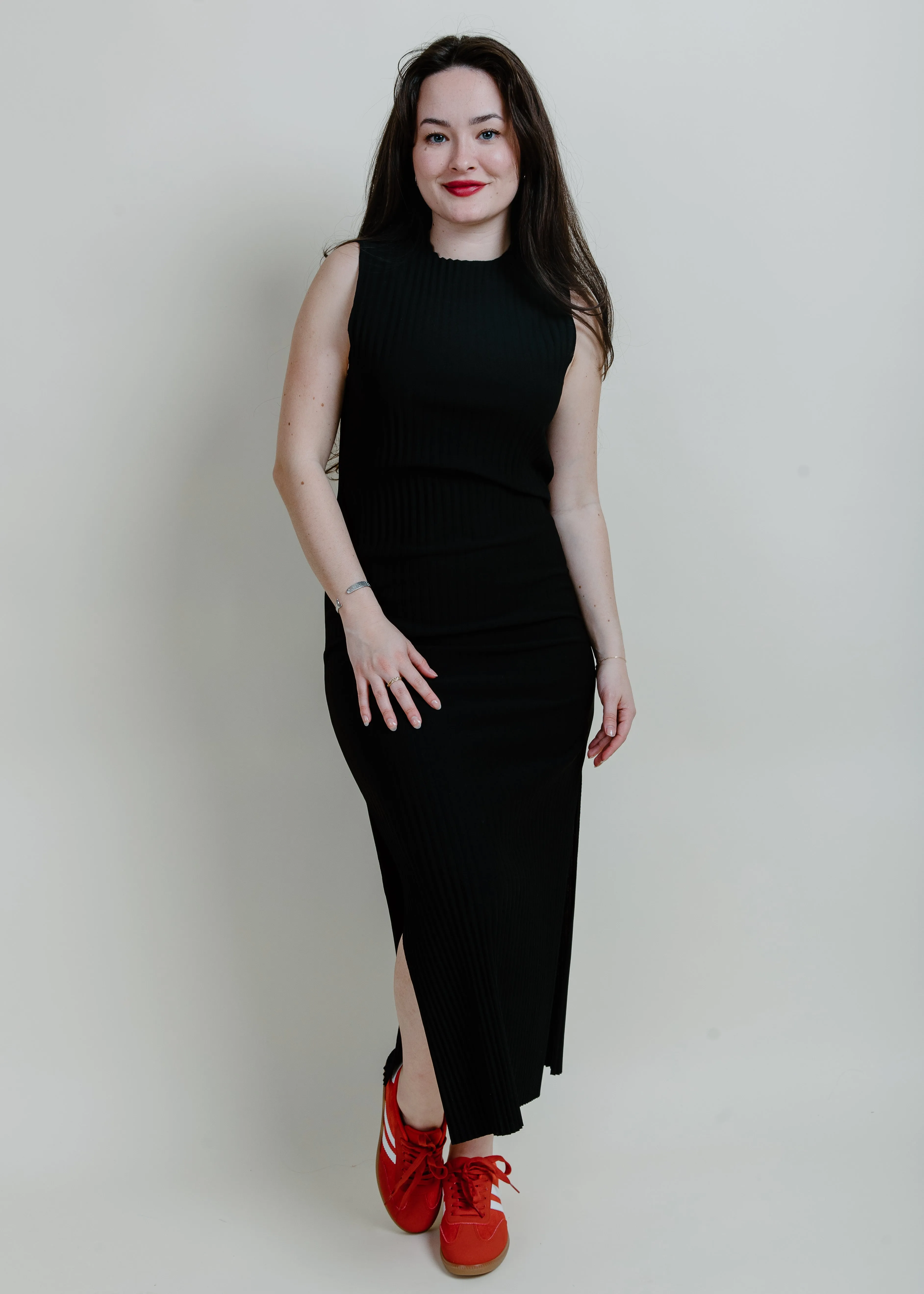 Paris Pleated Midi Dress - Black