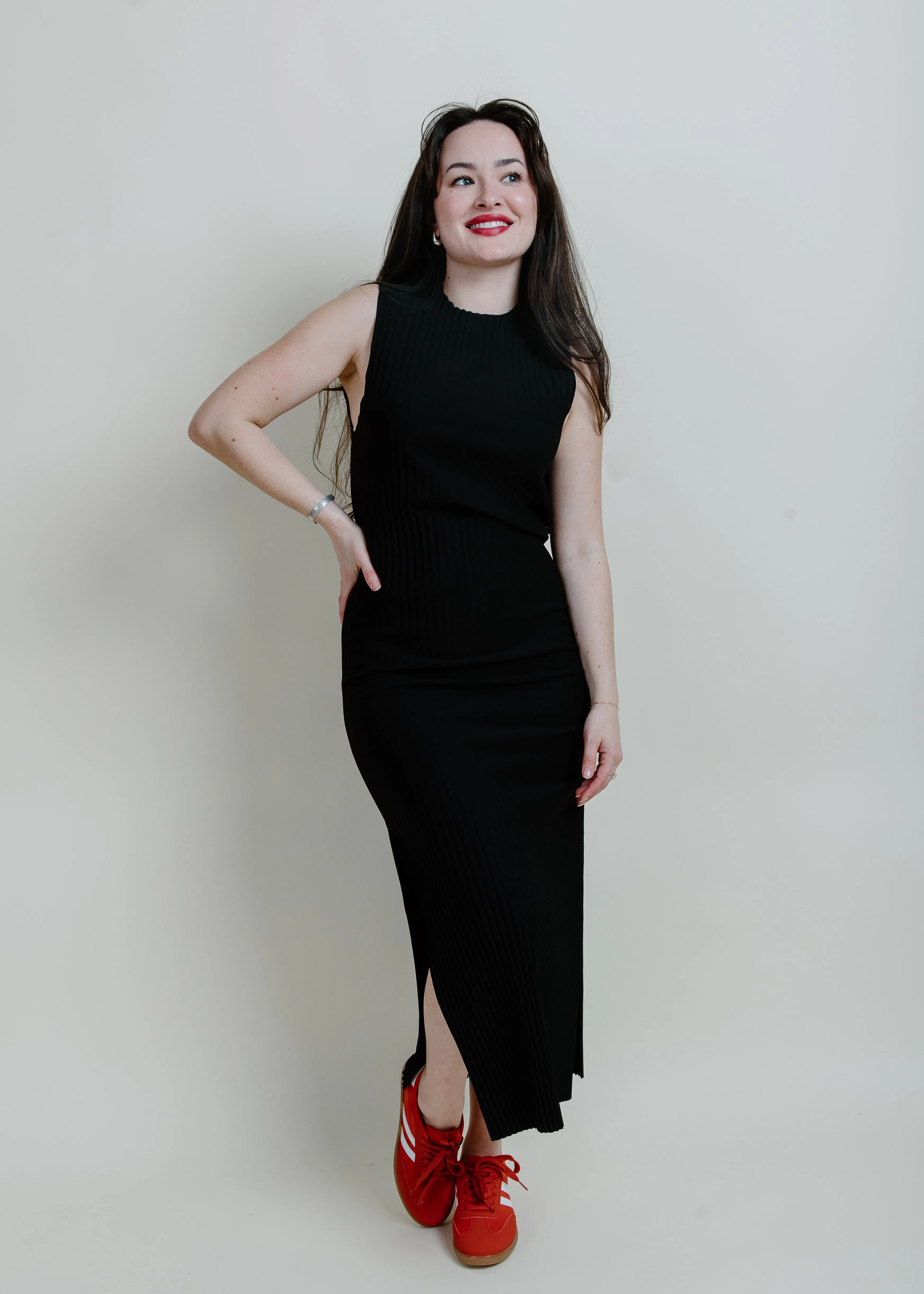 Paris Pleated Midi Dress - Black