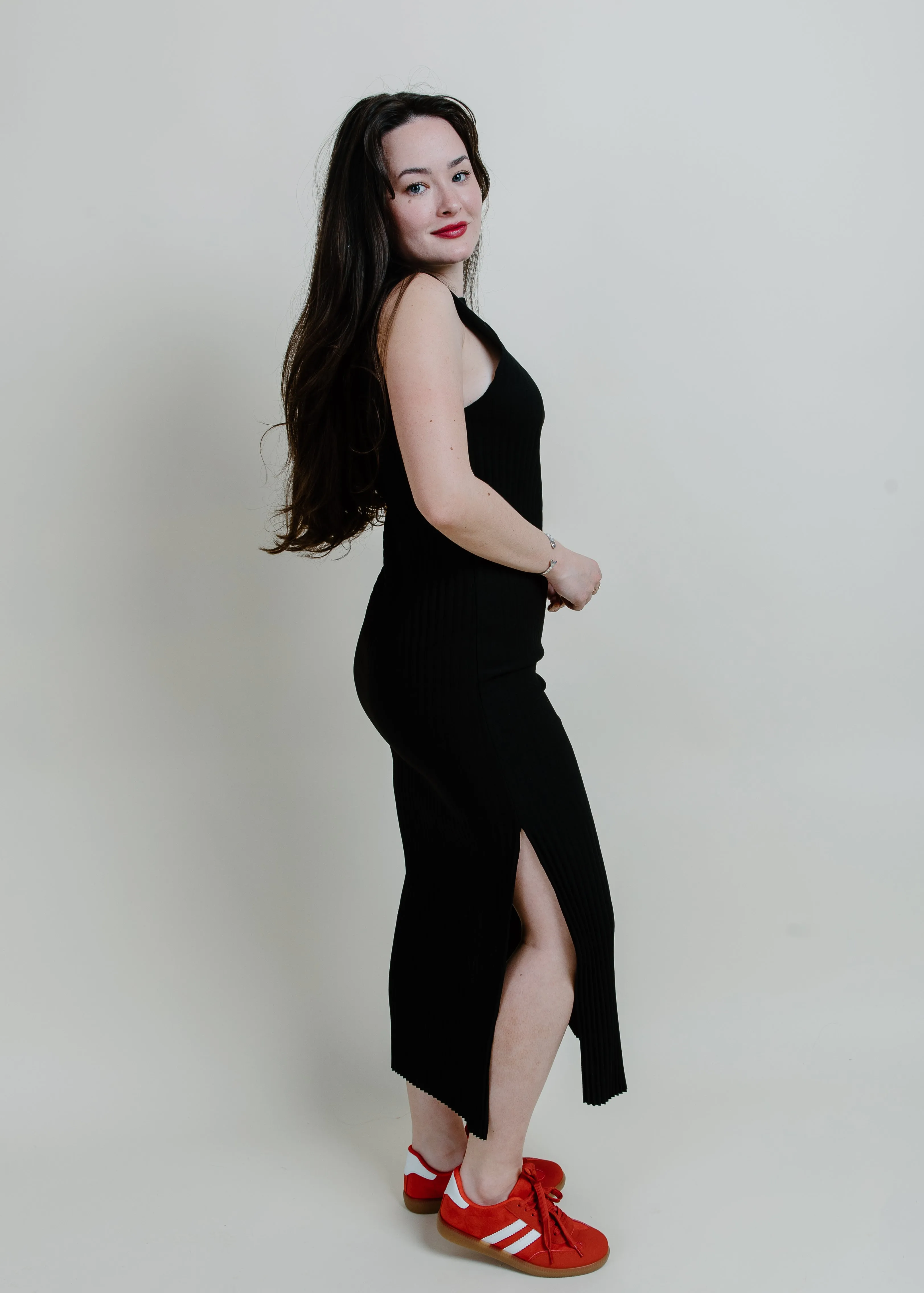 Paris Pleated Midi Dress - Black