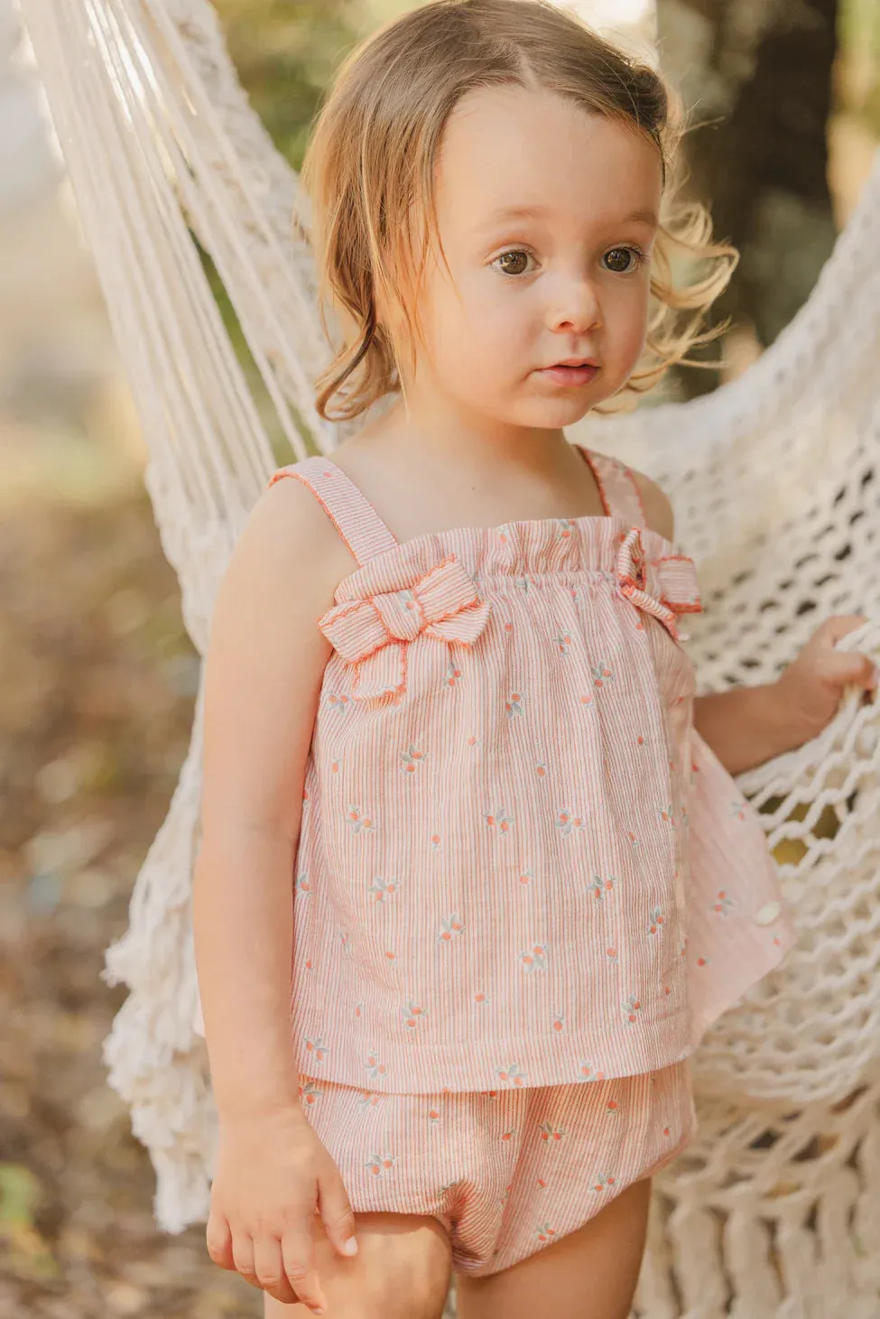 Peach strap bloomer set by Tartine Et Chocolat