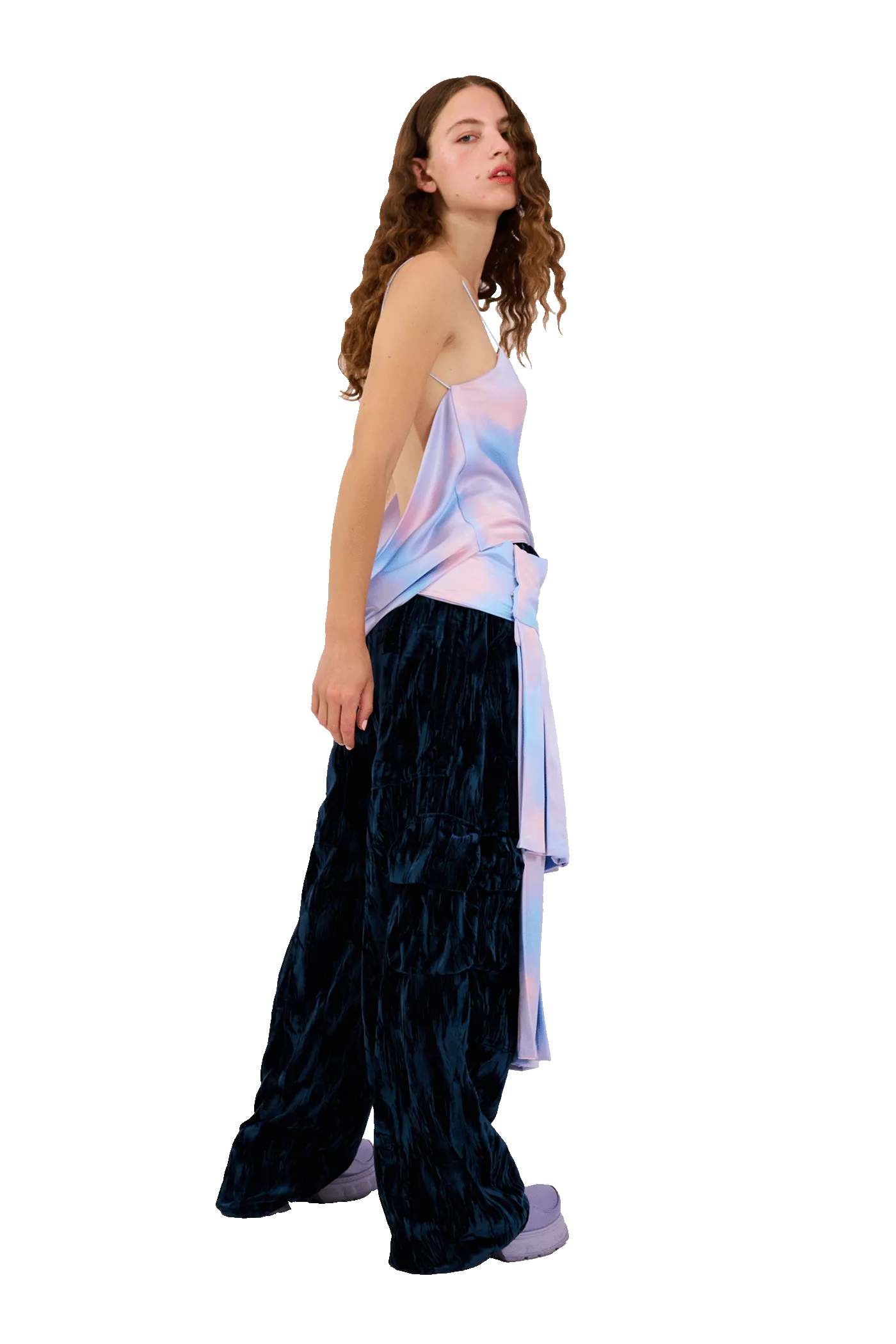 PERIWINKLE PLAID MEOW TOP