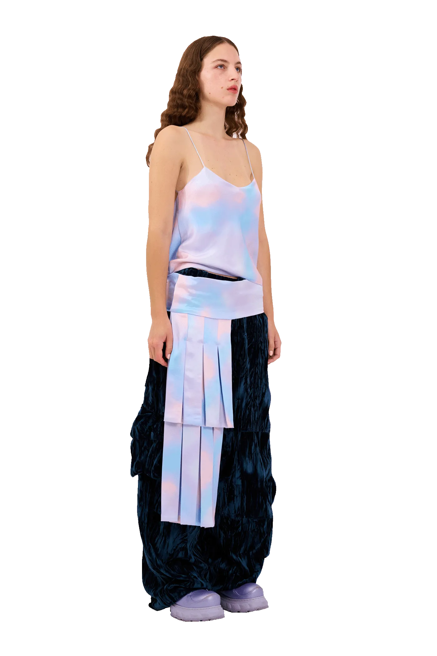 PERIWINKLE PLAID MEOW TOP