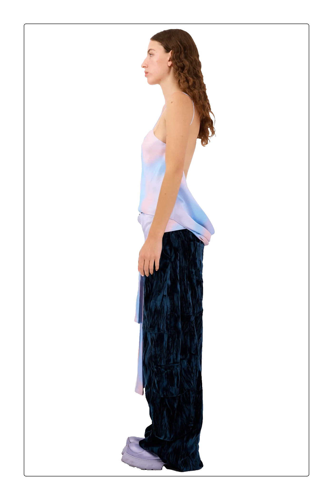 PERIWINKLE PLAID MEOW TOP