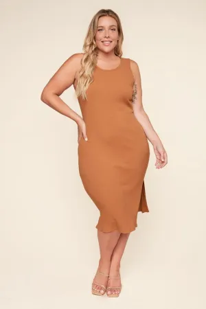 Plus Lisbon Ribbed Knit Tank Midi Dress