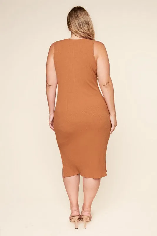 Plus Lisbon Ribbed Knit Tank Midi Dress