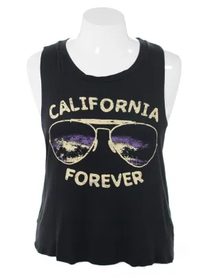 Plus Size California Forever Black Tank Top