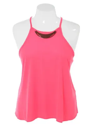Plus Size Gold Glam Sheer Pink Top