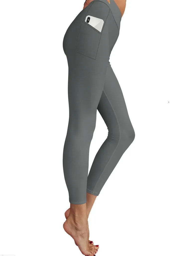 PRE ORDER SOLID GREY WITH SIDE POCKET FULL LENGTH LEGGINGS - YOGA - EXCLUSIVE! BATCH 1 (WHOLESALE) 04102024