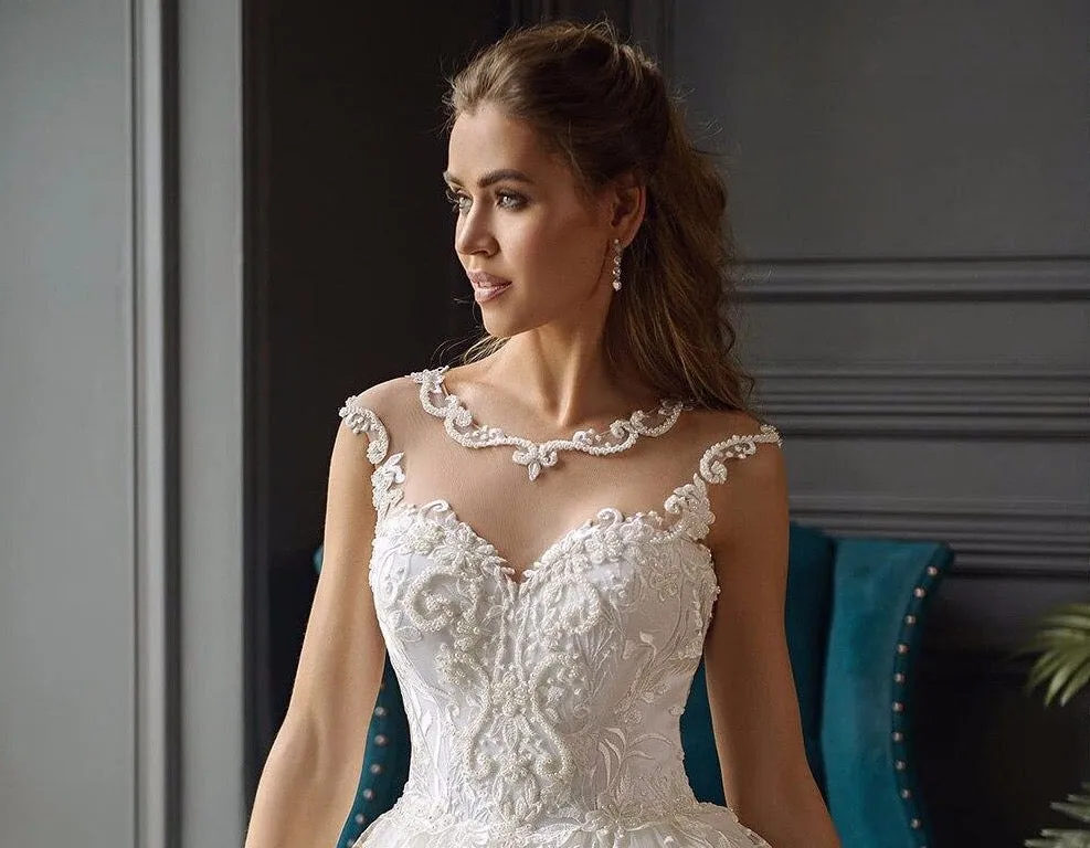 Princess Wedding Dresses A-line Vestidos De Novia Renda Floor Length Pearls Lace Wedding Gowns Plus Size Suknia Slubna