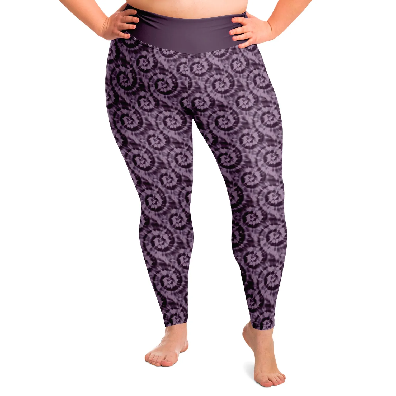 Purple Tie Dye Pattern Plus Size Leggings 2X-6X Squat Proof