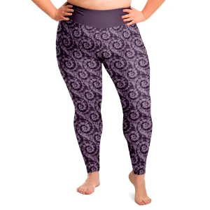 Purple Tie Dye Pattern Plus Size Leggings 2X-6X Squat Proof